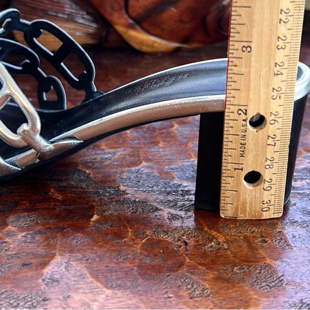 HERMES Metallic Calfskin Tandem Sandals Luxury Size 37 - Picture 9 of 16